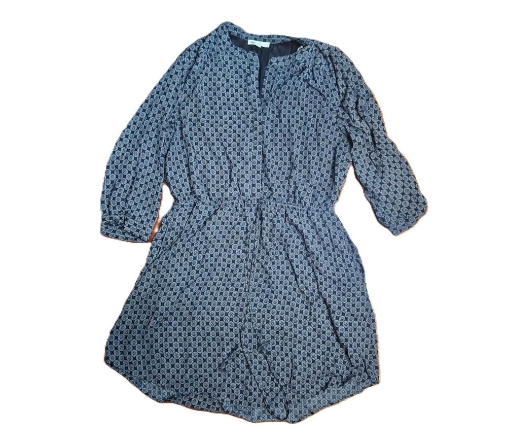 Daniel Rainn DR2 3/4 Sleeve V-Neck Geo/Circle Print Drawstring Dress, Size L